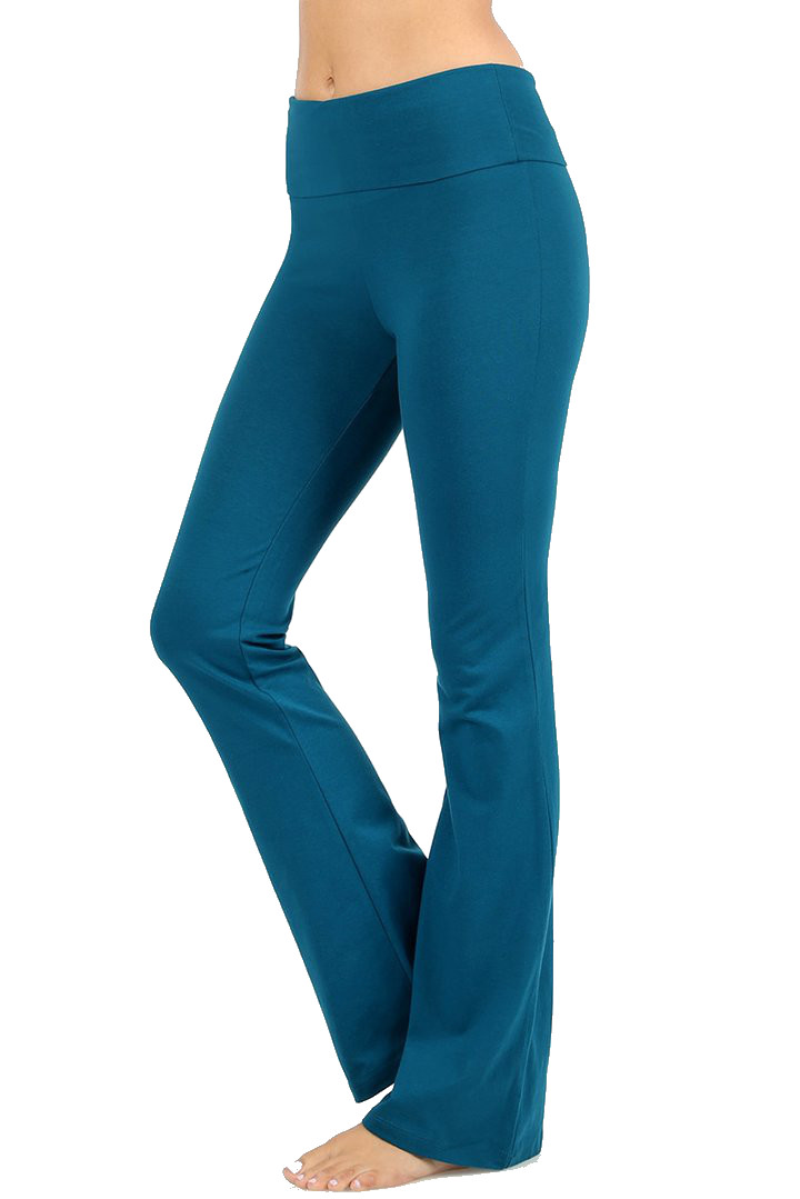 Womens Plus Size Yoga Pants Flare Leg Fold Over Waist Bootcut Gym ...
